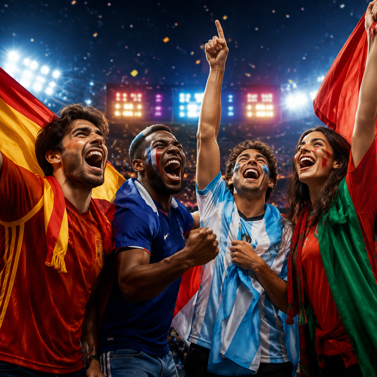 Aficionados celebrando los cruces decisivos del Mundial 2026