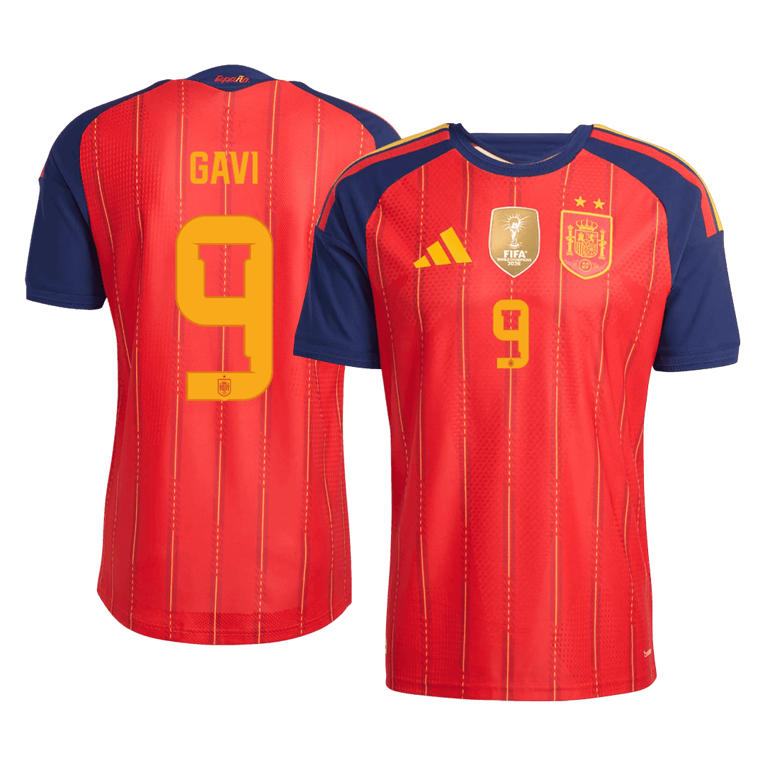 Camiseta Auténtica GAVI #9 Spain 2026 Primera Equipación Copa del Mundo -Versión Jugador