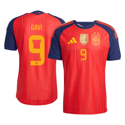 Camiseta Auténtica GAVI #9 Spain 2026 Primera Equipación Copa del Mundo -Versión Jugador