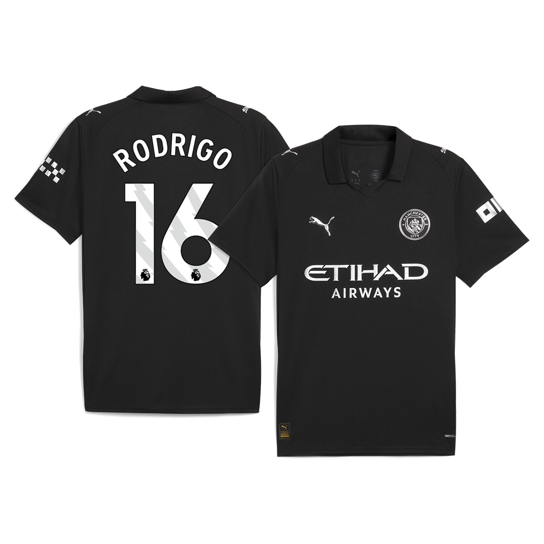 Camiseta Rodrigo #16 Manchester City 2025/26 Segunda Equipación - Versión Hincha