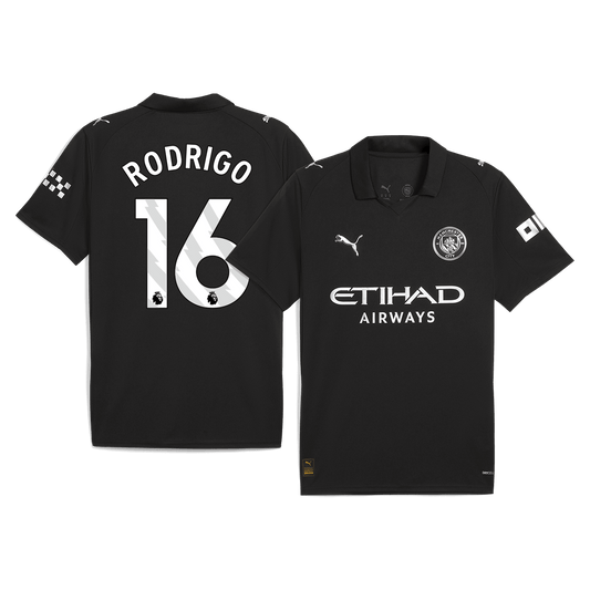 Camiseta Rodrigo #16 Manchester City 2025/26 Segunda Equipación - Versión Hincha