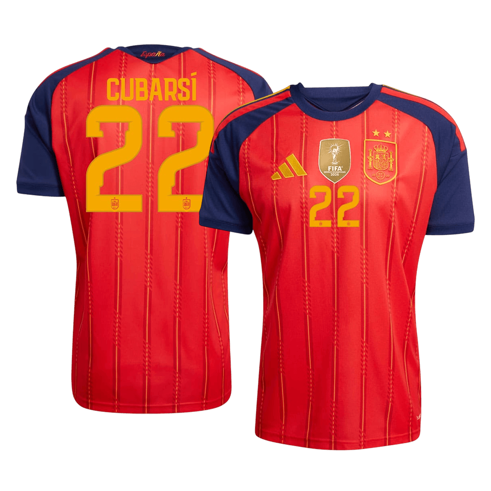Camiseta CUBARSÍ #22 Spain 2026 Primera Equipación Copa del Mundo - Versión Hincha