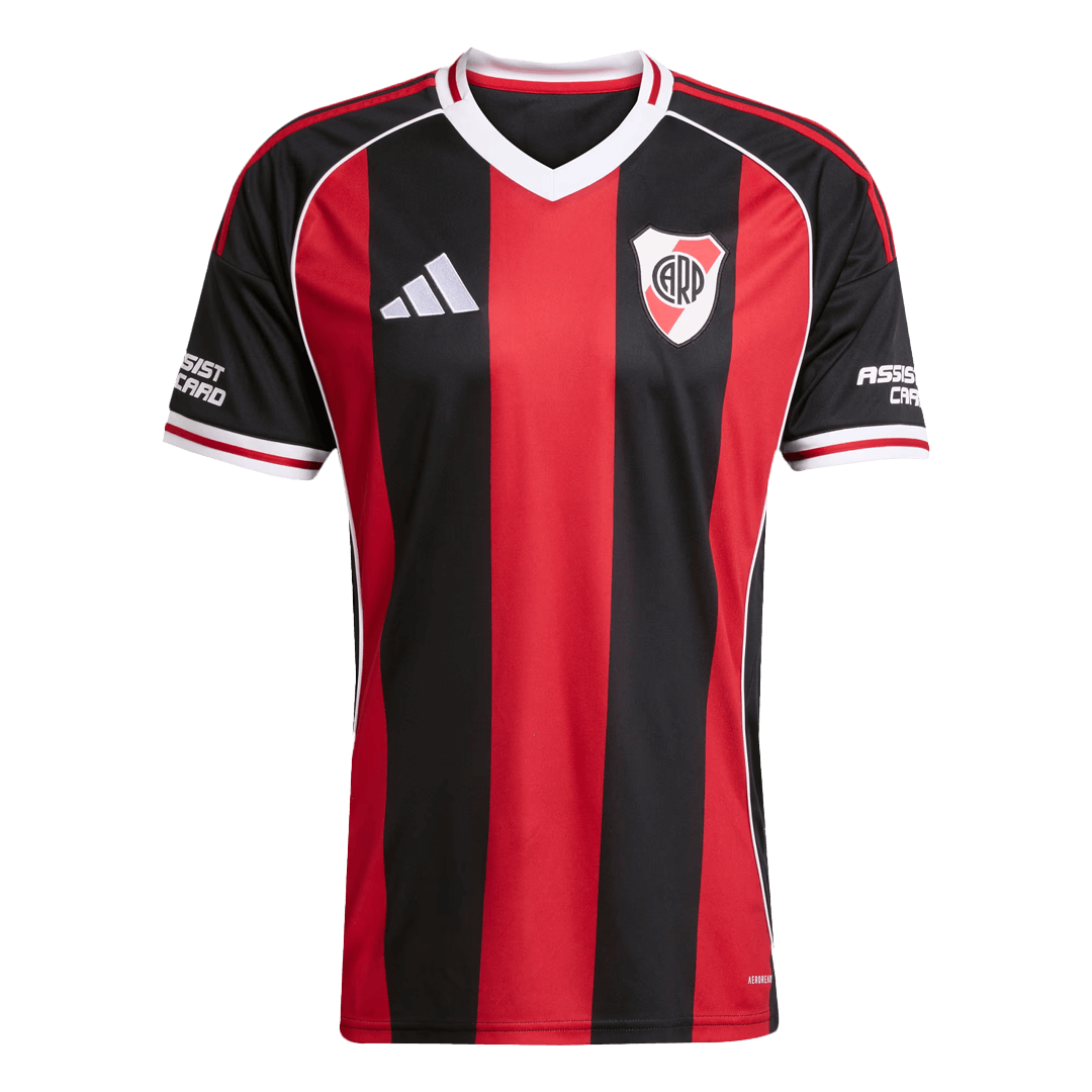 Camiseta de fútbol River Plate 25/26 visitante roja y negra