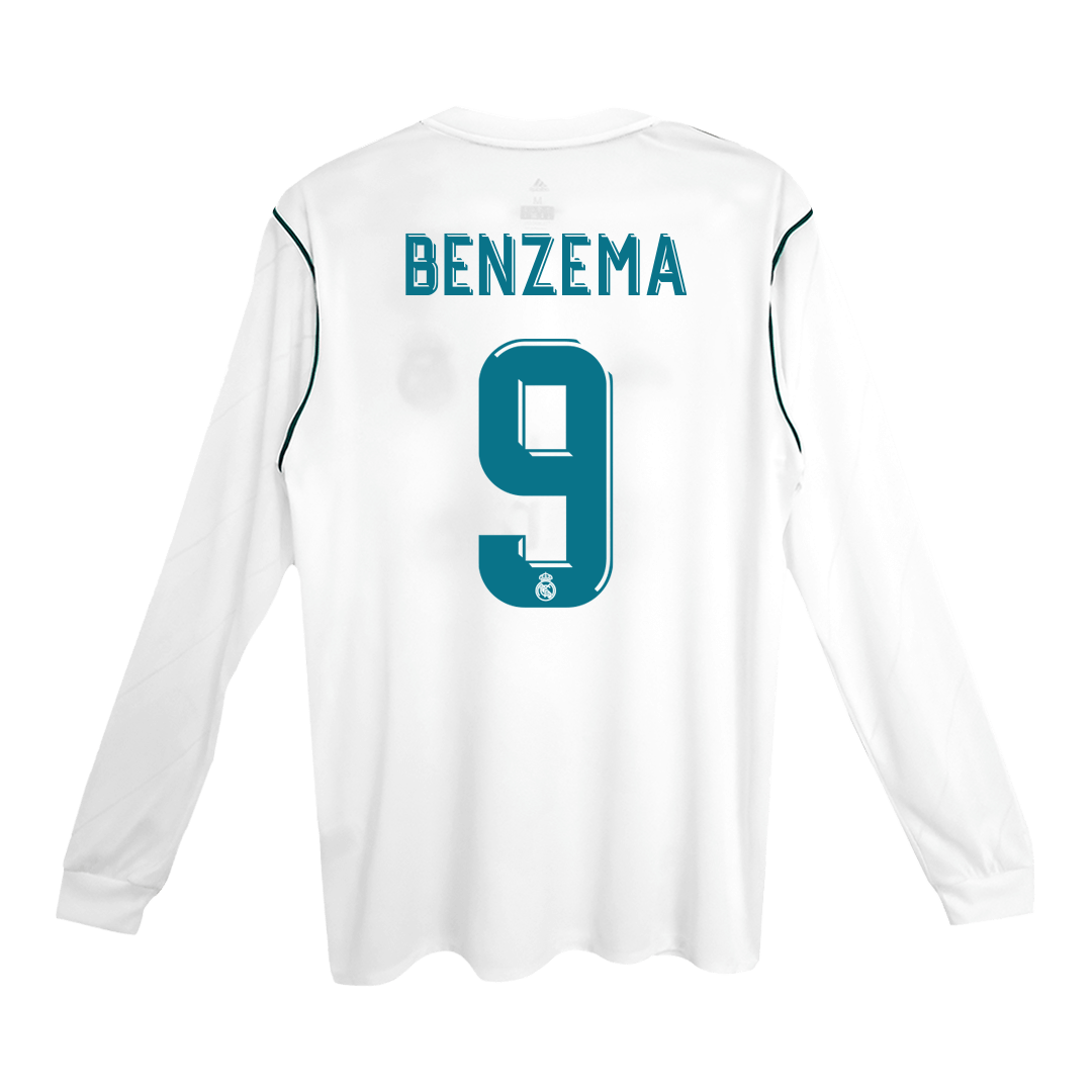 Camiseta Retro 2017/18 Benzema #9 Real Madrid Primera Equipación Manga Larga