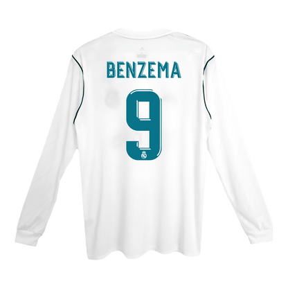 Camiseta Retro 2017/18 Benzema #9 Real Madrid Primera Equipación Manga Larga