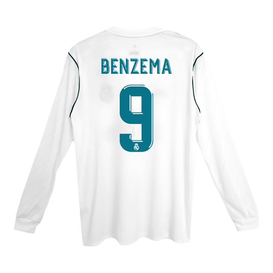 Camiseta Retro 2017/18 Benzema #9 Real Madrid Primera Equipación Manga Larga