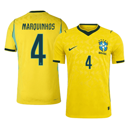 Camiseta Auténtica Marquinhos #4 Brasil 2026 Primera Equipación Copa del Mundo - Versión Jugador