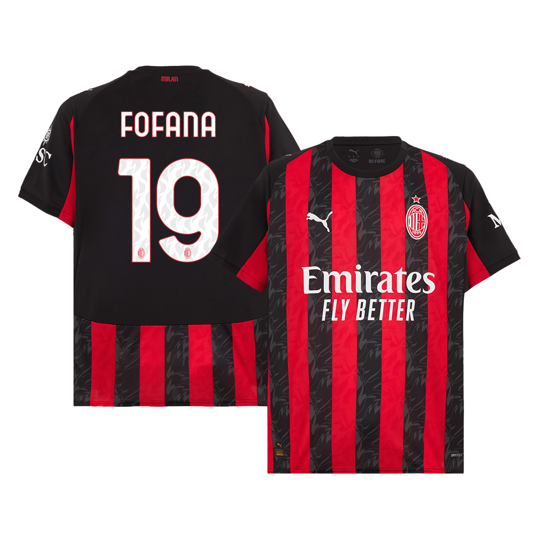 Camiseta Fofana #19 AC Milan 2025/26 Primera Equipación - Versión Hincha (Calidad Premium)