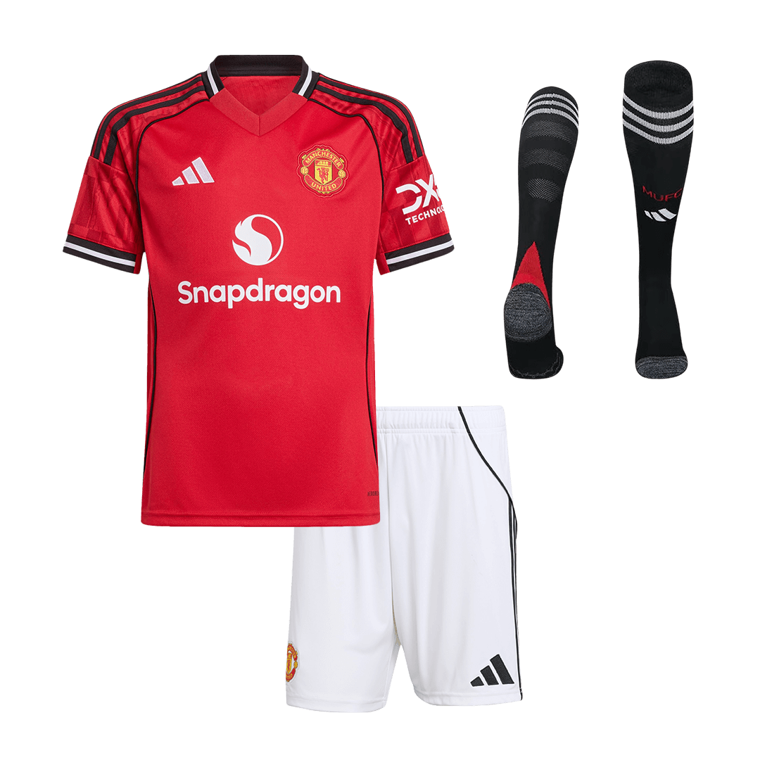 Conjunto Infantil Completo Manchester United 2025/26 Primera Equipación