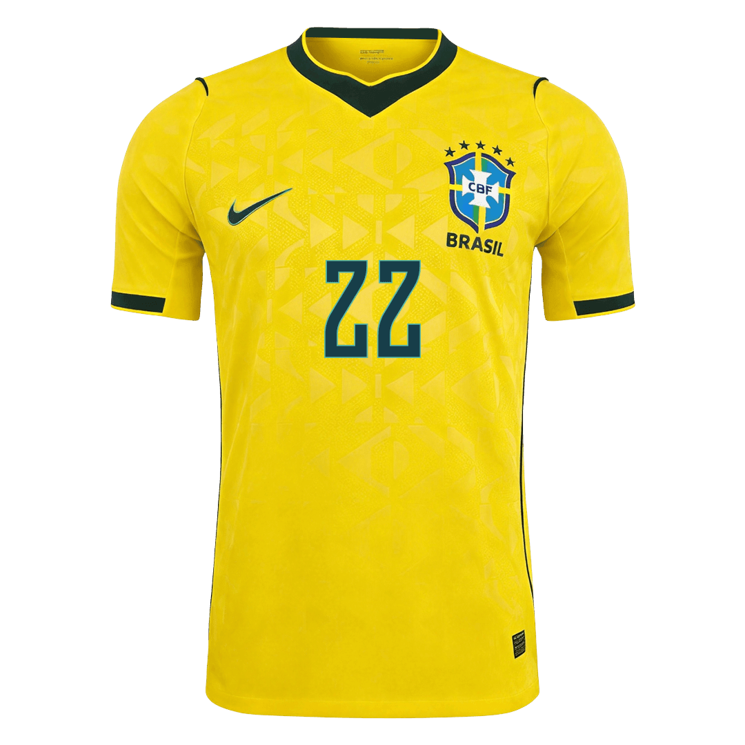 Camiseta Auténtica João Pedro #22 Brasil 2026 Primera Equipación Copa del Mundo - Versión Jugador