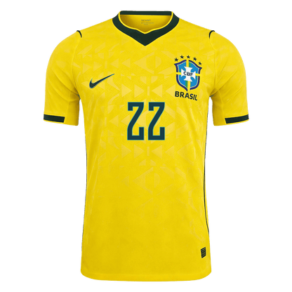 Camiseta Auténtica João Pedro #22 Brasil 2026 Primera Equipación Copa del Mundo - Versión Jugador