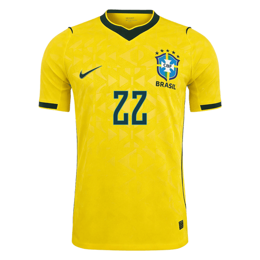 Camiseta Auténtica João Pedro #22 Brasil 2026 Primera Equipación Copa del Mundo - Versión Jugador