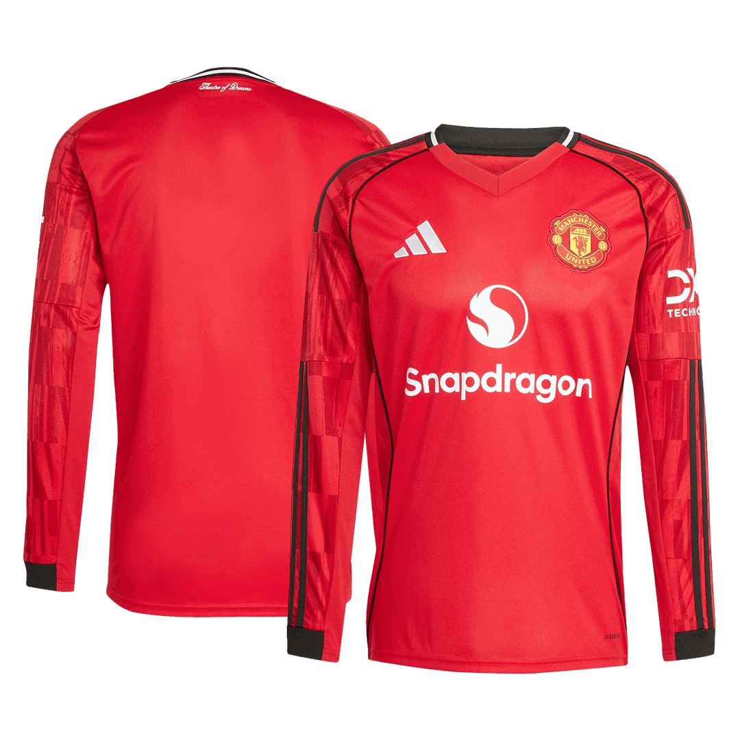 Camiseta Manga Larga Manchester United 2025/26 Primera Equipación - Versión Hincha