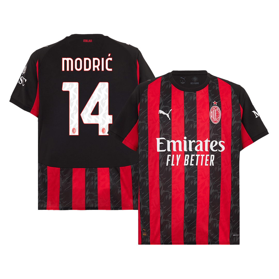 Camiseta Modrić #14 AC Milan 2025/26 Primera Equipación - Versión Hincha