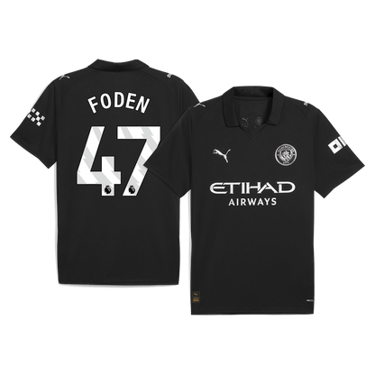 Camiseta Foden #47 Manchester City 2025/26 Segunda Equipación - Versión Hincha