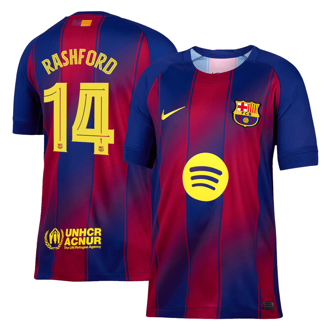 UCL Camiseta Rashford #14 Barcelona 2025/26 Primera Equipación - Versión Hincha