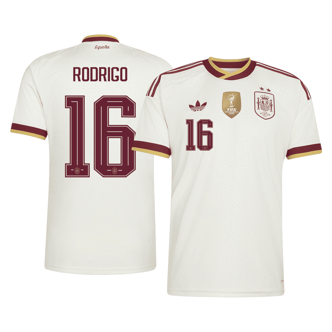 Camiseta RODRIGO #16 Spain 2026 Segunda Equipación Copa del Mundo - Versión Hincha