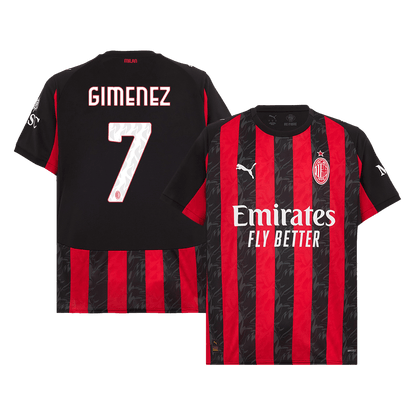 Camiseta Giménez #7 AC Milan 2025/26 Primera Equipación - Versión Hincha