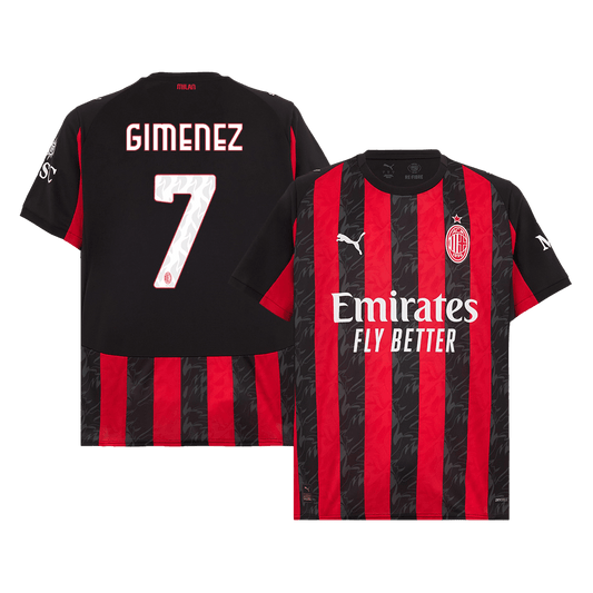 Camiseta Giménez #7 AC Milan 2025/26 Primera Equipación - Versión Hincha