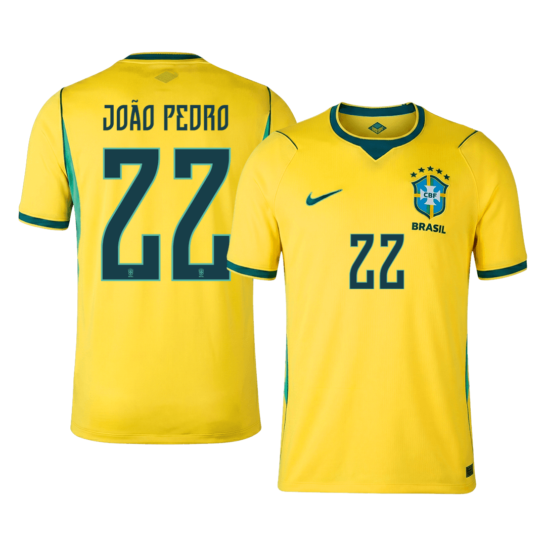 Camiseta João Pedro #22 Brasil 2026 Primera Equipación Copa del Mundo - Versión Hincha