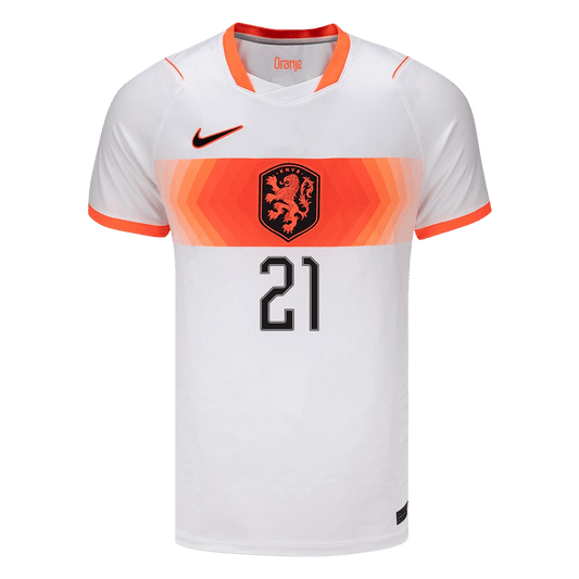 Camiseta F.DE JONG #21 Netherlands 2026 Segunda Equipación Copa del Mundo - Versión Hincha