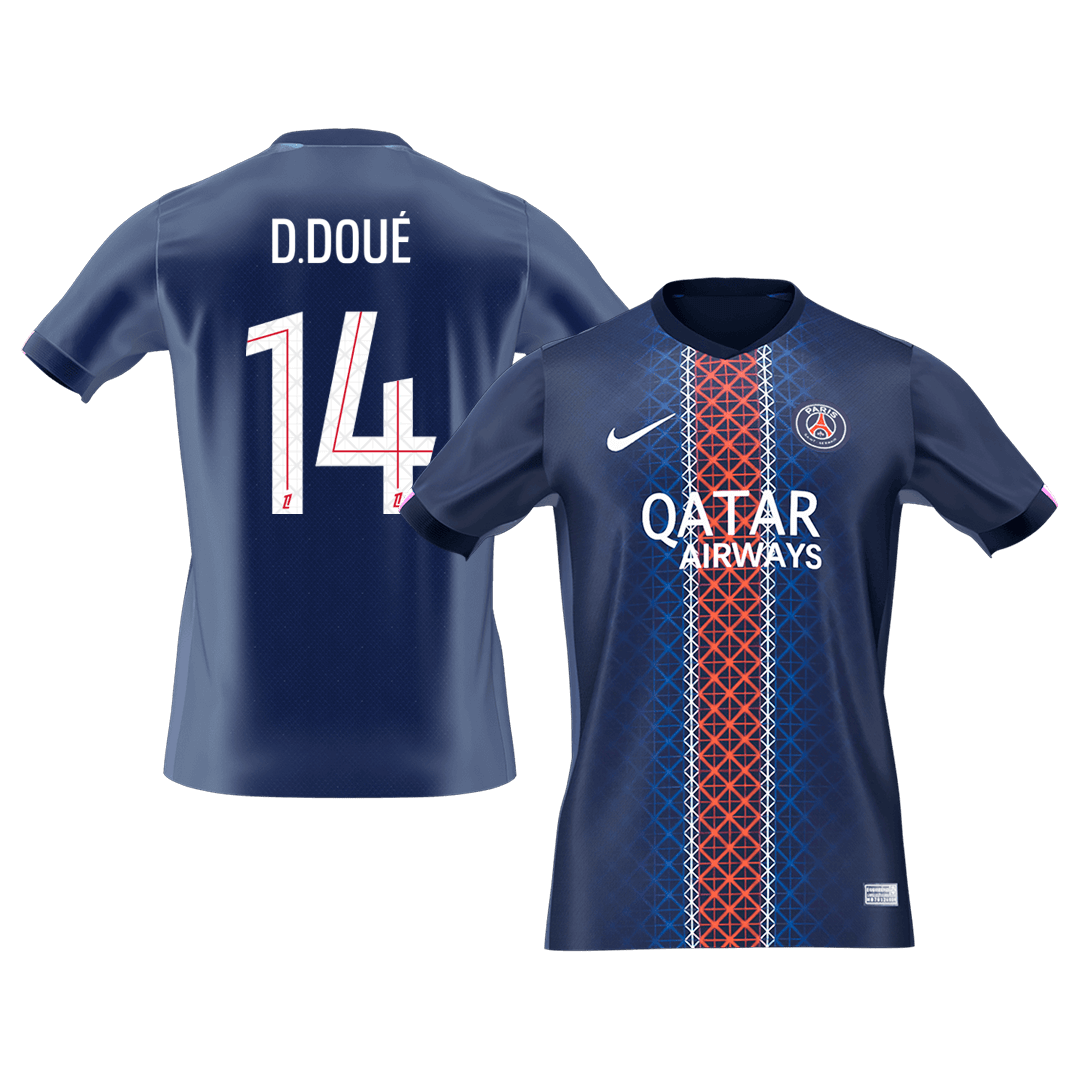 Camiseta D. Doué #14 PSG 2025/26 Primera Equipación - Versión Hincha (Calidad Premium)