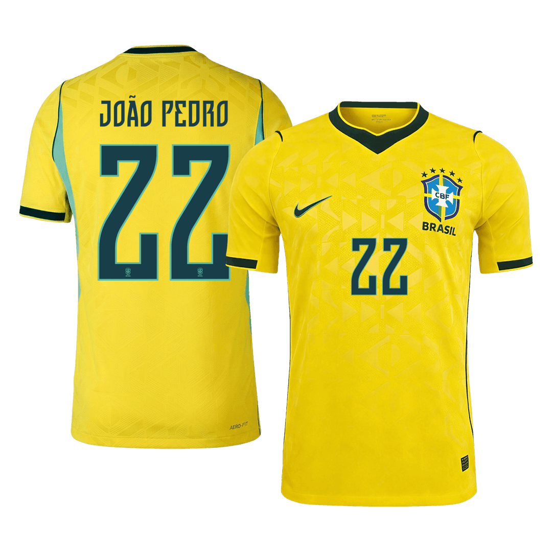 Camiseta Auténtica João Pedro #22 Brasil 2026 Primera Equipación Copa del Mundo - Versión Jugador