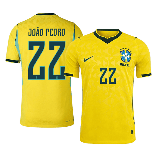 Camiseta Auténtica João Pedro #22 Brasil 2026 Primera Equipación Copa del Mundo - Versión Jugador