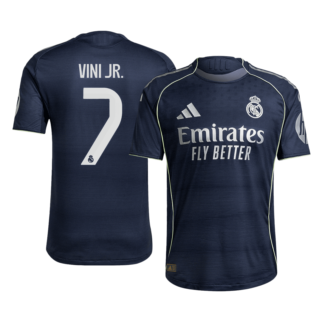 Camiseta Auténtica Vini Jr. #7 Real Madrid 2025/26 Segunda Equipación - Versión Jugador