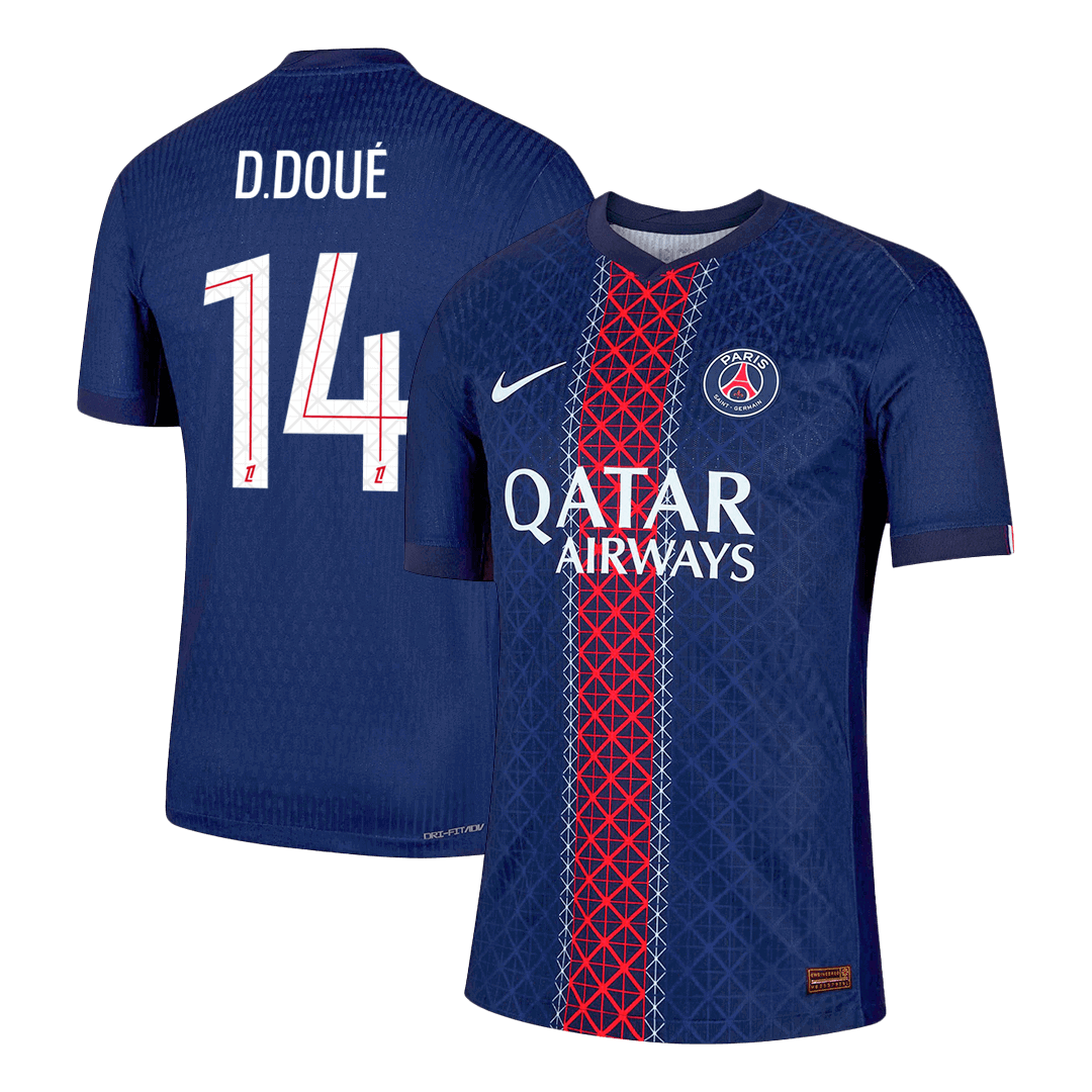 Camiseta Auténtica D. Doué #14 PSG 2025/26 Primera Equipación - Versión Jugador