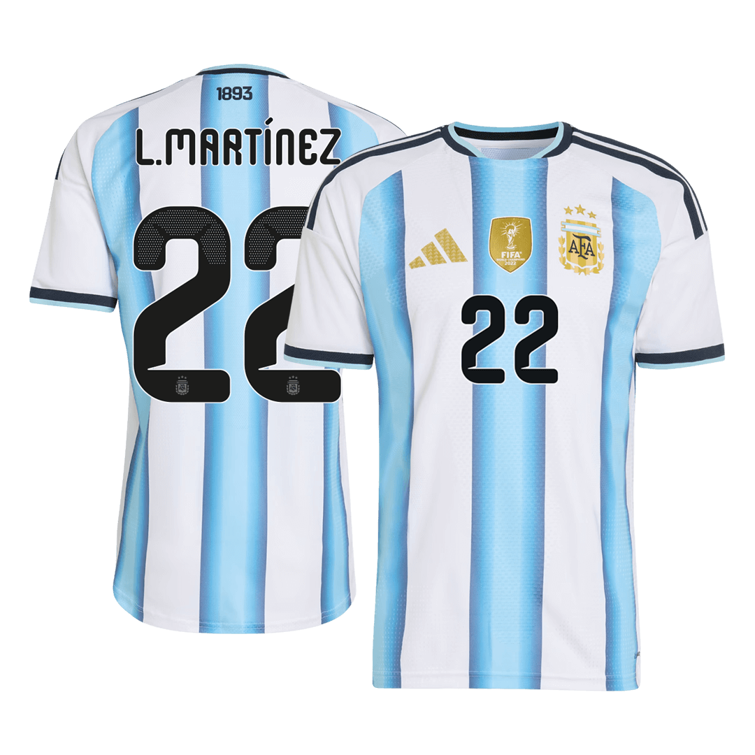 Camiseta Auténtica L. Martínez #22 Argentina 2026 Primera Equipación Copa del Mundo - Versión Jugador