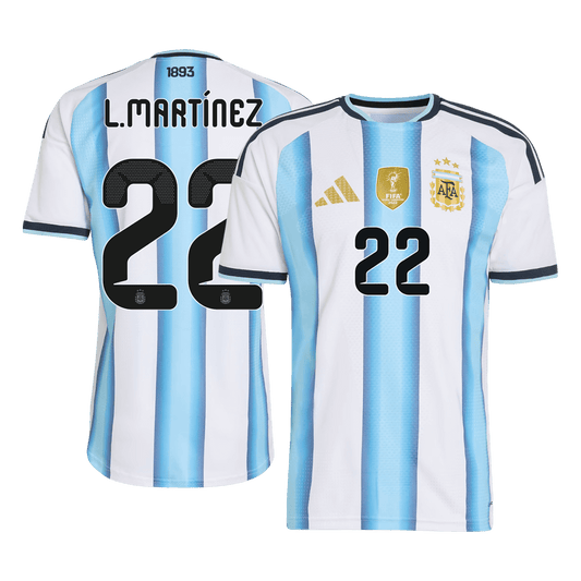 Camiseta Auténtica L. Martínez #22 Argentina 2026 Primera Equipación Copa del Mundo - Versión Jugador