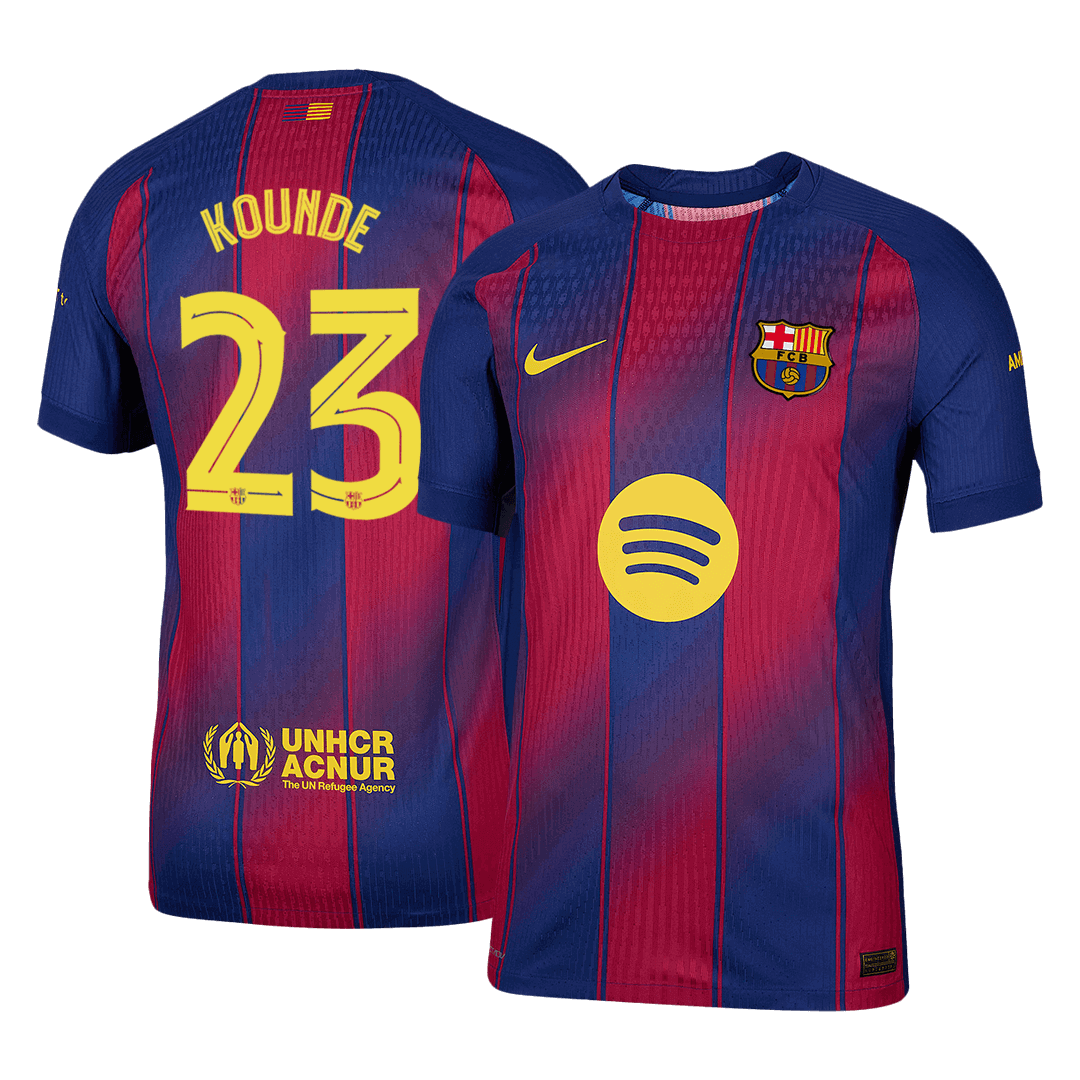 UCL Camiseta Auténtica Kounde #23 Barcelona 2025/26 Primera Equipación - Versión Jugador