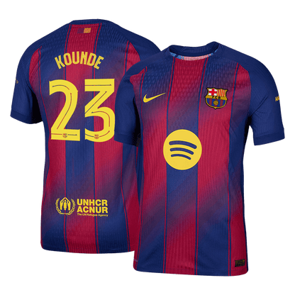 UCL Camiseta Auténtica Kounde #23 Barcelona 2025/26 Primera Equipación - Versión Jugador