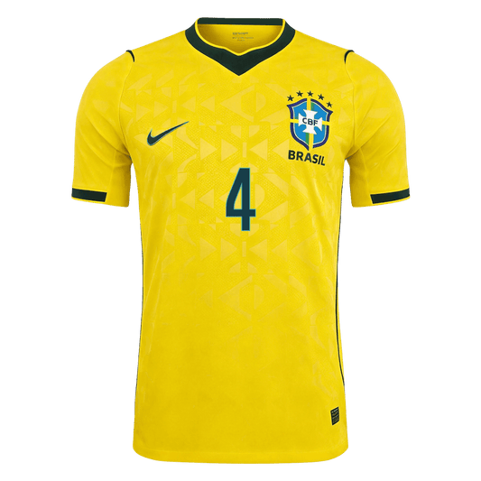 Camiseta Auténtica Marquinhos #4 Brasil 2026 Primera Equipación Copa del Mundo - Versión Jugador