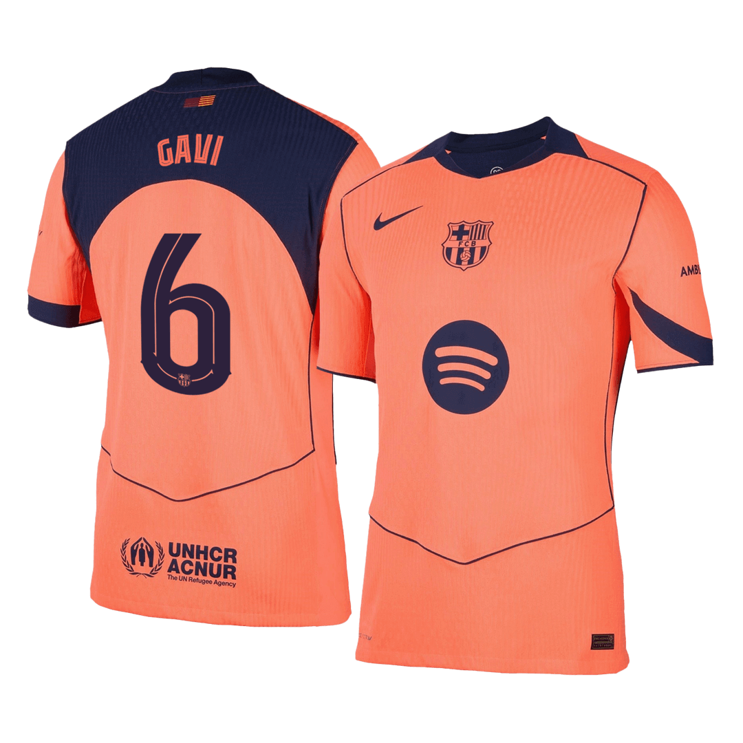 UCL Camiseta Auténtica Gavi #6 Barcelona 2025/26 Tercera Equipación - Versión Jugador