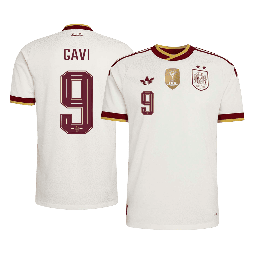 Camiseta Auténtica GAVI #9 Spain 2026 Segunda Equipación Copa del Mundo -Versión Jugador