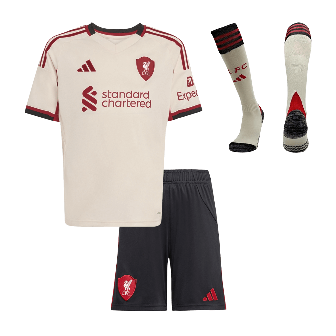 Conjunto Infantil Completo Liverpool 2025/26 Segunda Equipación