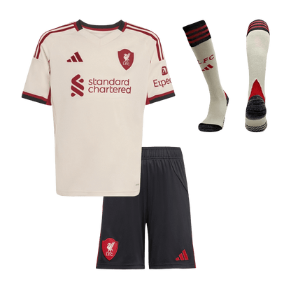 Conjunto Infantil Completo Liverpool 2025/26 Segunda Equipación