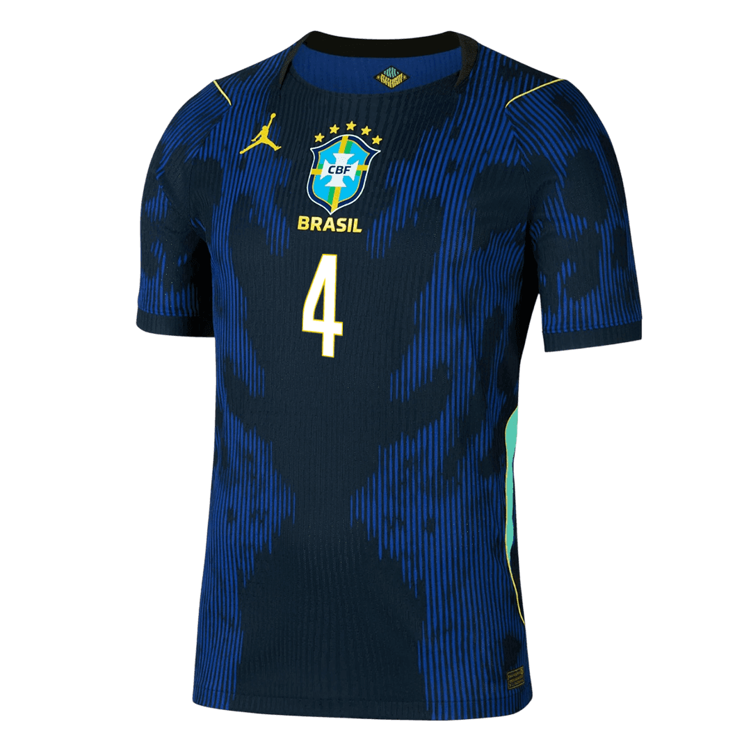 Camiseta Auténtica Marquinhos #4 Brasil 2026 Segunda Equipación Copa del Mundo - Versión Jugador