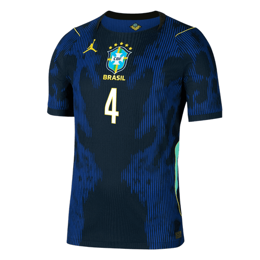 Camiseta Auténtica Marquinhos #4 Brasil 2026 Segunda Equipación Copa del Mundo - Versión Jugador