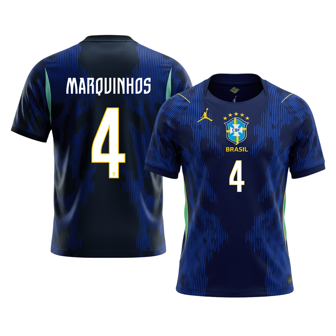 Camiseta Marquinhos #4 Brasil 2026 Segunda Equipación Copa del Mundo - Versión Hincha