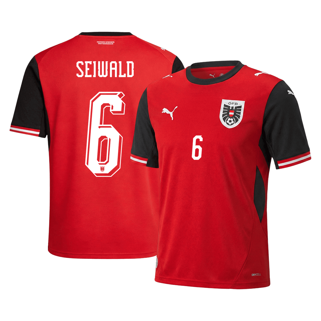 Camiseta Seiwald #6 Austria 2026 Primera Equipación Copa del Mundo - Versión Hincha