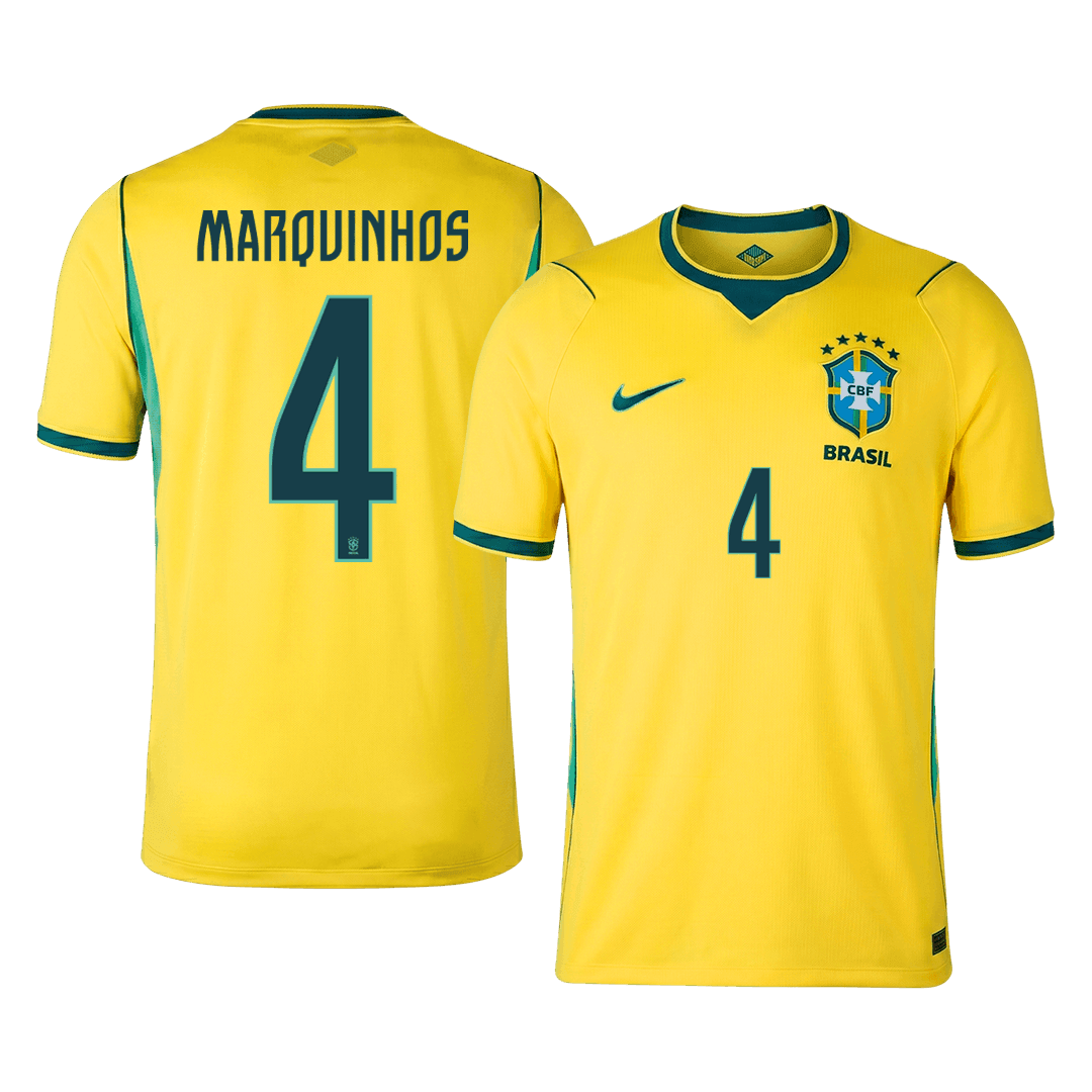Camiseta Marquinhos #4 Brasil 2026 Primera Equipación Copa del Mundo - Versión Hincha