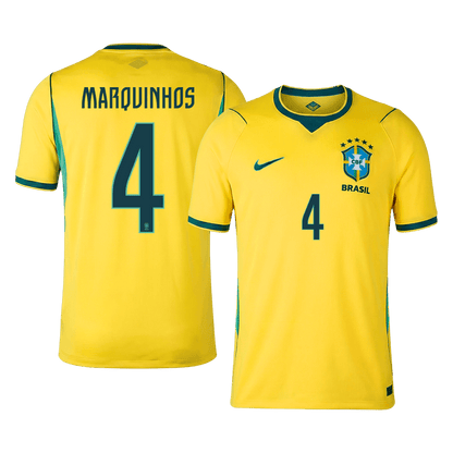 Camiseta Marquinhos #4 Brasil 2026 Primera Equipación Copa del Mundo - Versión Hincha