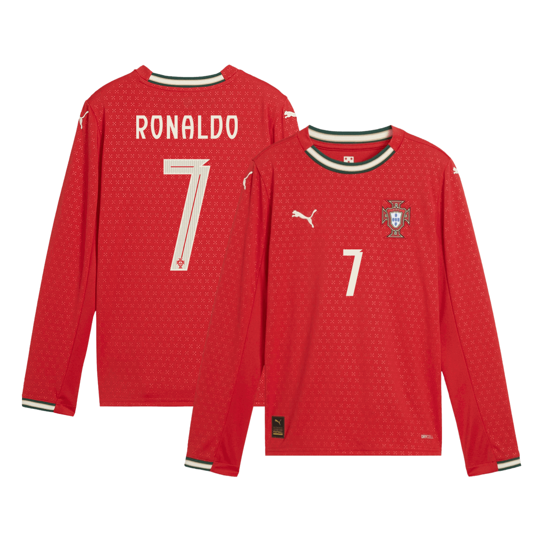 Camiseta Manga Larga Ronaldo #7 Portugal 2025 Primera Equipación Hombre - Versión Hincha