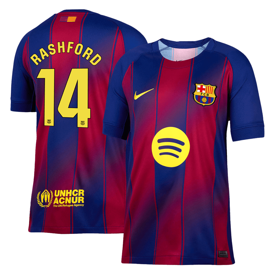 Camiseta Rashford #14 Barcelona 2025/26 Primera Equipación Hombre - Versión Hincha