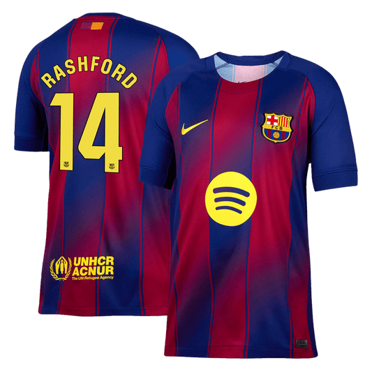 Camiseta Rashford #14 Barcelona 2025/26 Primera Equipación Hombre - Versión Hincha