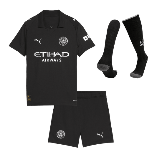 Conjunto Infantil Completo Manchester City 2025/26 Segunda Equipación