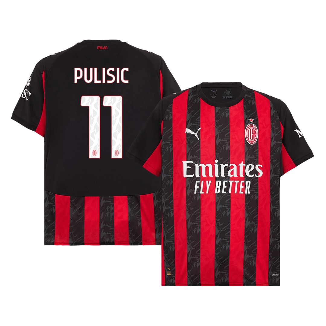 Camiseta Pulisic #11 AC Milan 2025/26 Primera Equipación - Versión Hincha